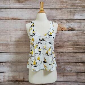 Coco Love Sailboat Tank White Yellow Black XSmall